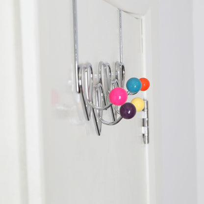 Jaxen 5 Hook Heart Design Over Door Hanger With Multi Coloured Balls