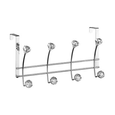 Jaxen Chrome Over Door Hanger with Eight Diamante Hooks
