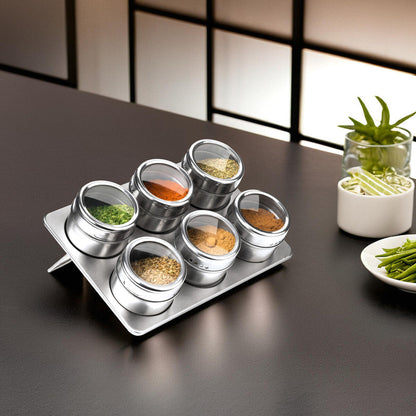 Spice Jars Magnetic Tray With Oblong Tray