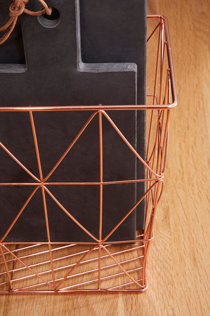 Copper Finish Cross Design Wire Basket | Vertex