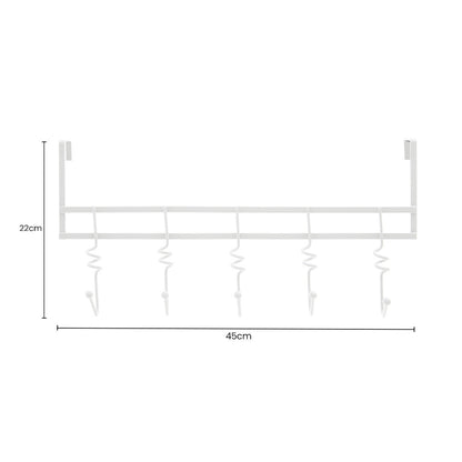 Jaxen Over Door White Hanger with Five Swirl Hooks