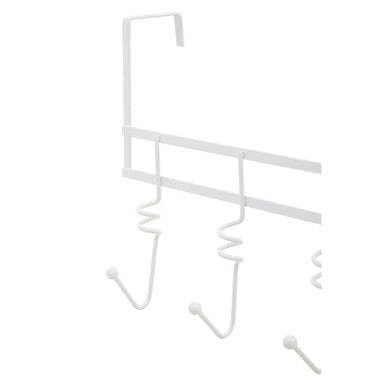 Jaxen Over Door White Hanger with Five Swirl Hooks