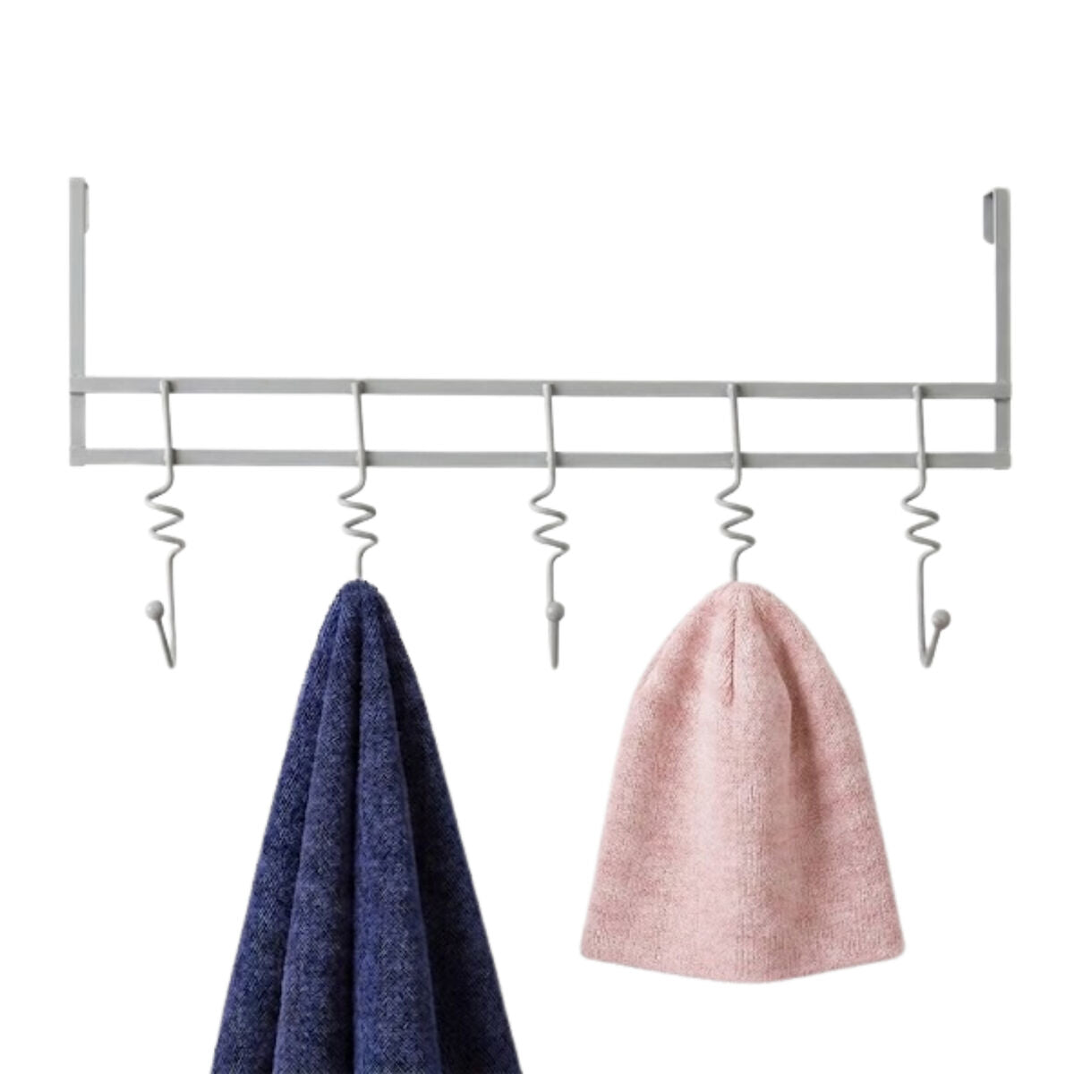 Jaxen Over Door Grey Hanger with Five Swirl Hooks
