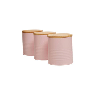 Set Of Three Alton Pink Canisters