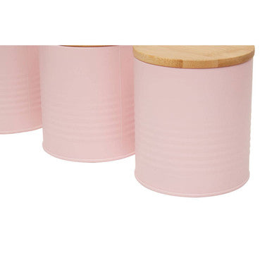 Set Of Three Alton Pink Canisters