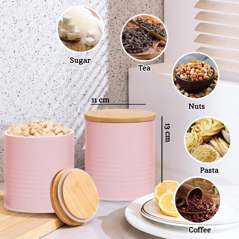 Set Of Three Alton Pink Canisters