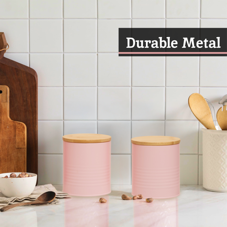 Set Of Three Alton Pink Canisters