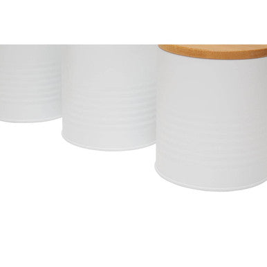 Set Of Three Alton White Canisters
