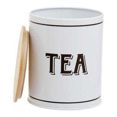Grocer White Metal Tea Canister