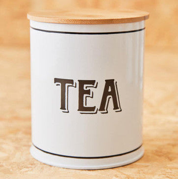 Grocer White Metal Tea Canister