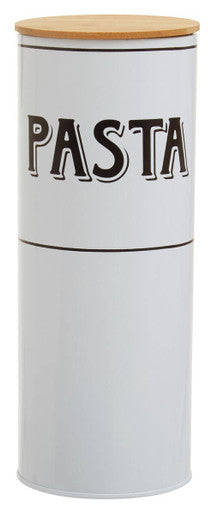 Grocer White Metal Pasta Canister