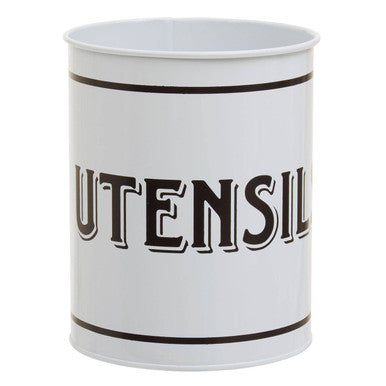 Grocer White Metal Utensil Holder