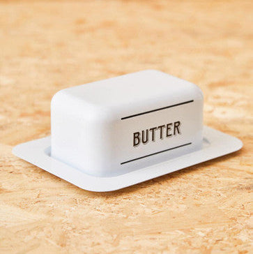 Grocer White Metal Butter Dish