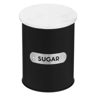 Liberty Black Enamel Sugar Canister With White Marble Lid