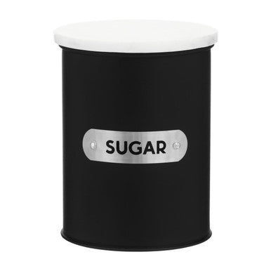 Liberty Black Enamel Sugar Canister With White Marble Lid
