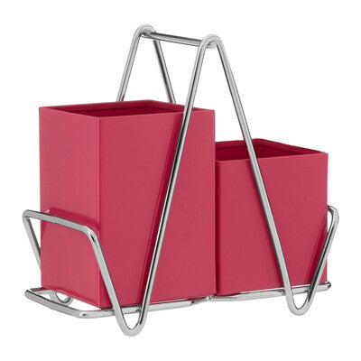 2 Compartment Hot Pink Cutlery Caddy