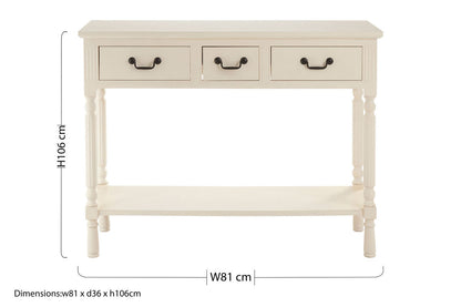 Heritage 3 Drawer Ivory Console Table