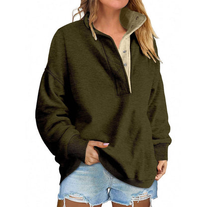 Pullover Leisure Loose Button Sweater For Women