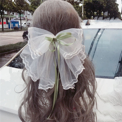 Japanese Soft Girl Lolita Sweet Bow Hairpin Ponytail Hairpin Female Top Clip Headdress