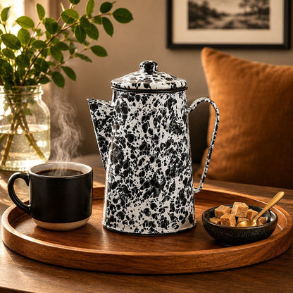 Hygge Black And White Patterned Coffee Pot