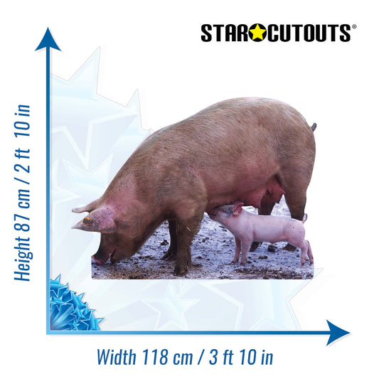 SC065 Pig and Piglet Cardboard Cut Out Height 87cm