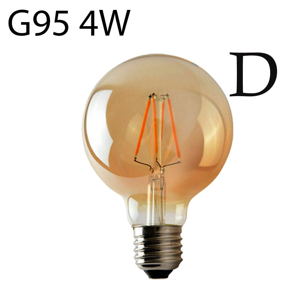 G95 E27 4W Edison Style LED filament  shape Retro 2700K Warm white screw bulbs