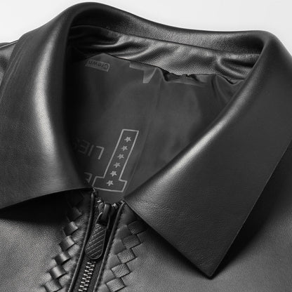 Genuine Leather Short Lapels Sheepskin Business Trends Handsome Jacket Coat