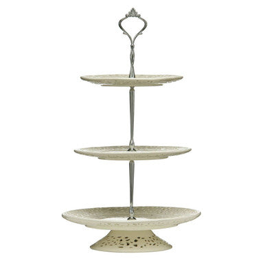 3 Tier Ceramic Lace Cake Plate