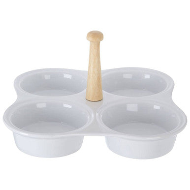 Dela 4 Section White Ceramic Snack Dish