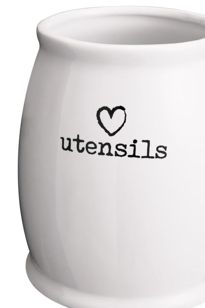 Charm White Ceramic Utensil Holder