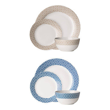 Avie Casablanca 12 Piece Blue Dinner Set