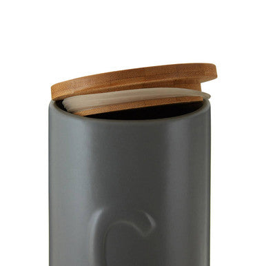 Fenwick Light Grey Coffee Canister With Bamboo Lid