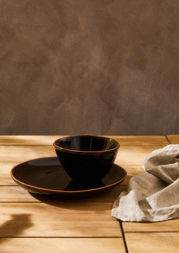 Calisto Black Glazed Terracotta Dinner Plate