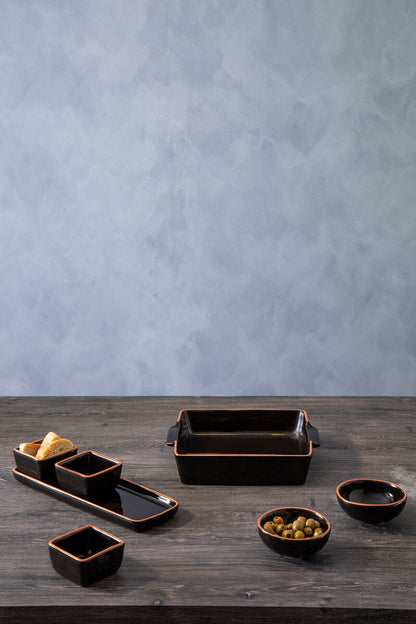 Calisto Terracotta Black Glazed Oven To Table Dish