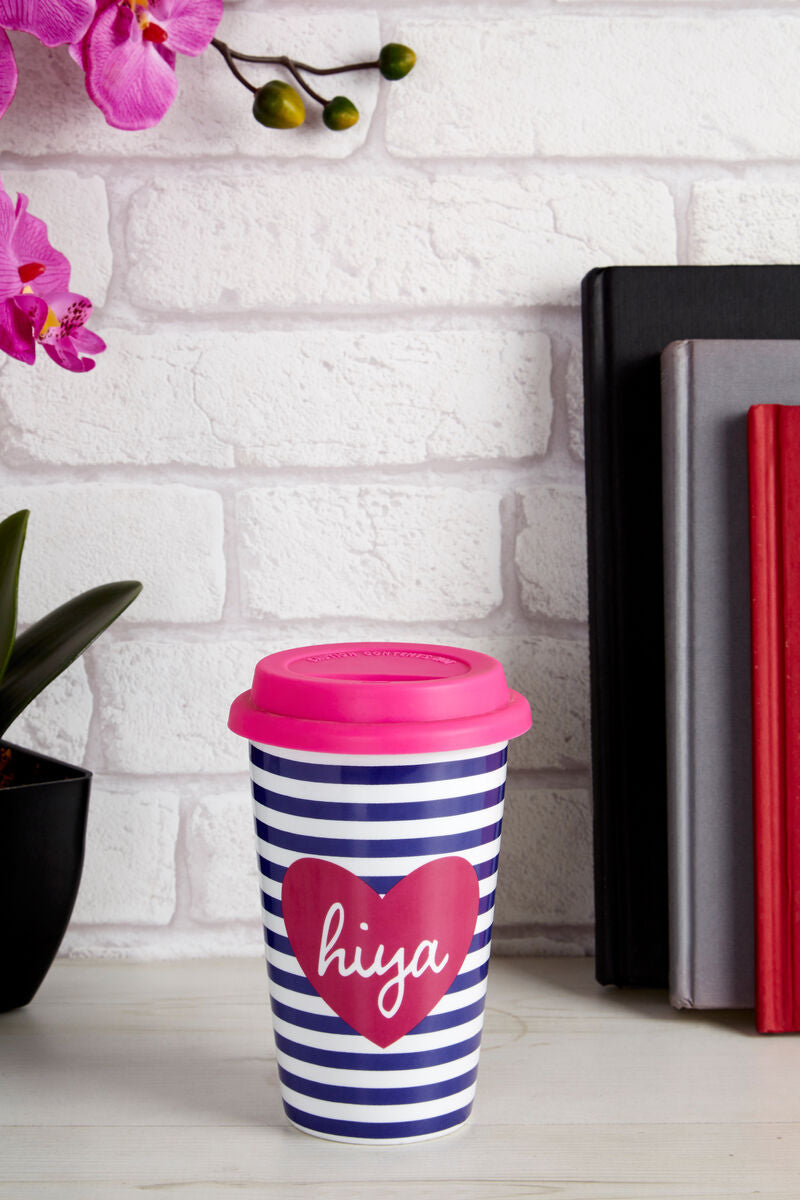 Taza Hiya Ceramic Travel Mug with Silicone Lid