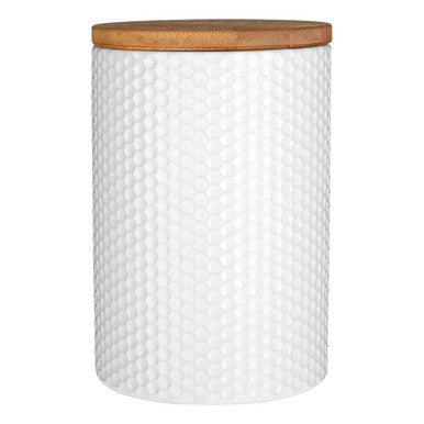 Geome 750ml White Canister with Bamboo Lid