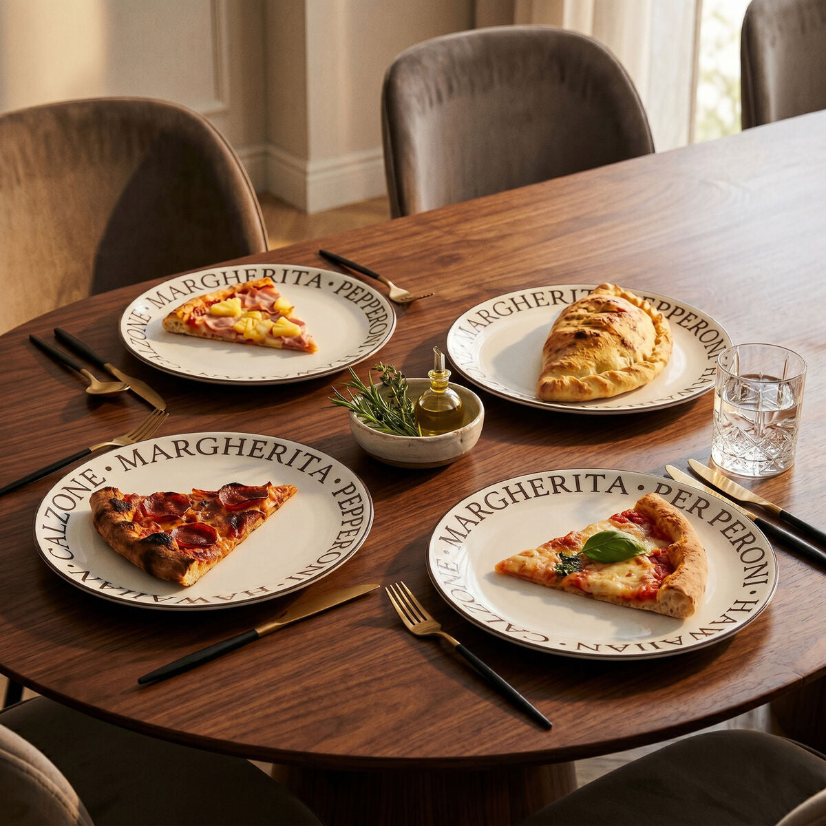 Noir Set Of Four Pizza Plates