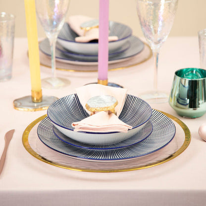 Maya 12 Piece Blue And White Dinner Set