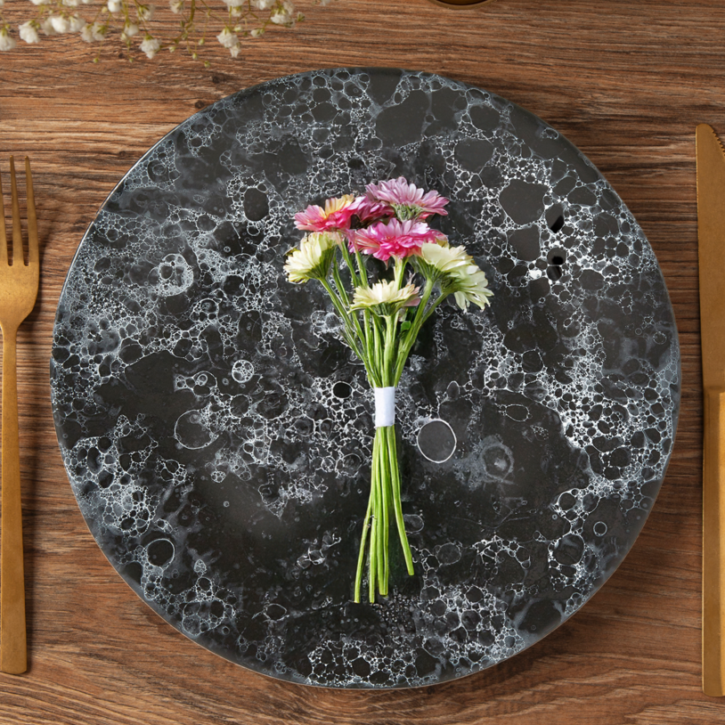 Hygge Black Marble Effect Dinner Plate