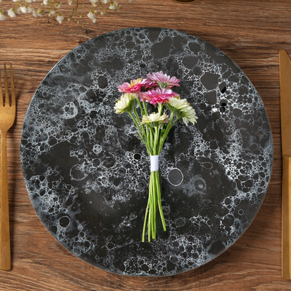 Hygge Black Marble Effect Dinner Plate