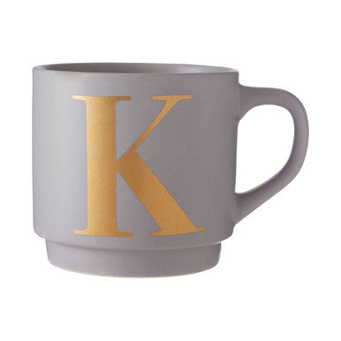 Signet Grey Monogram Mug, K