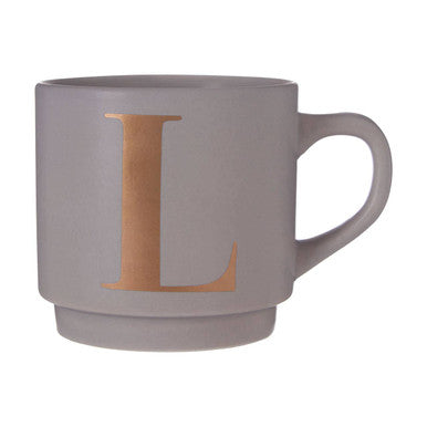 Signet Grey Monogram Mug, L