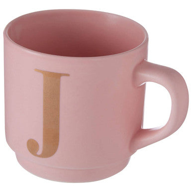 Signet Pink Monogram Mug, J