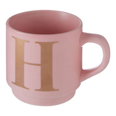 Signet Pink Monogram Mug, H