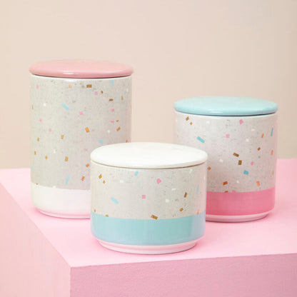 Lozica Large Fine Earthenware Grey White Storage Canister
