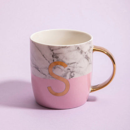 Mimo Pastel Pink S Letter Monogram Mug