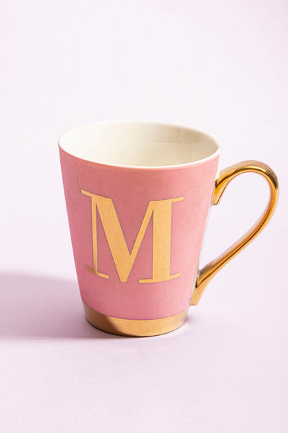 Frosted Deco Pink Monogram Mug, M