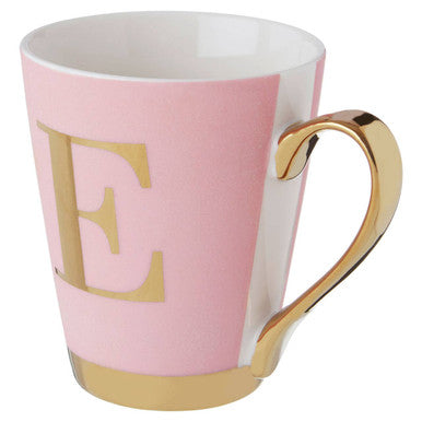 Frosted Deco Pink Monogram Mug, E