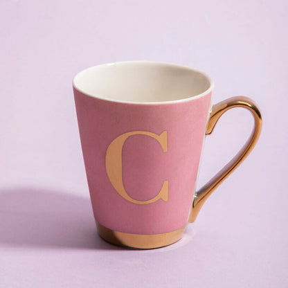 Frosted Deco Pink Monogram Mug, C