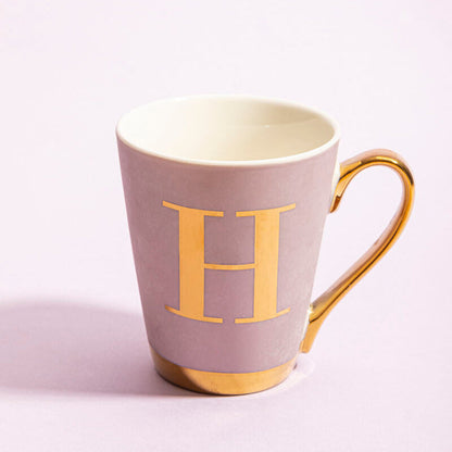Frosted Deco Lilac Monogram Mug, H